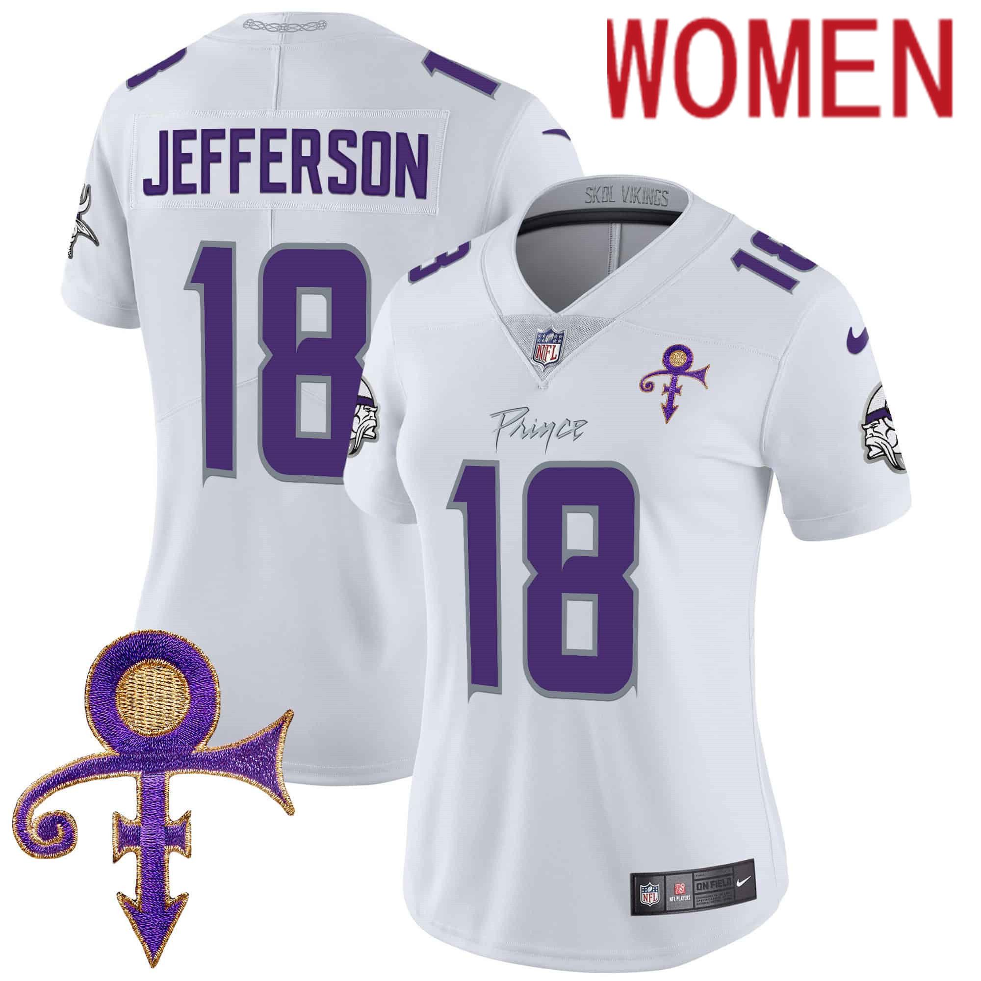 Women Minnesota Vikings #18 Jefferson White 2024 Nike Prince Vapor Limited NFL Jersey->women nfl jersey->Women Jersey